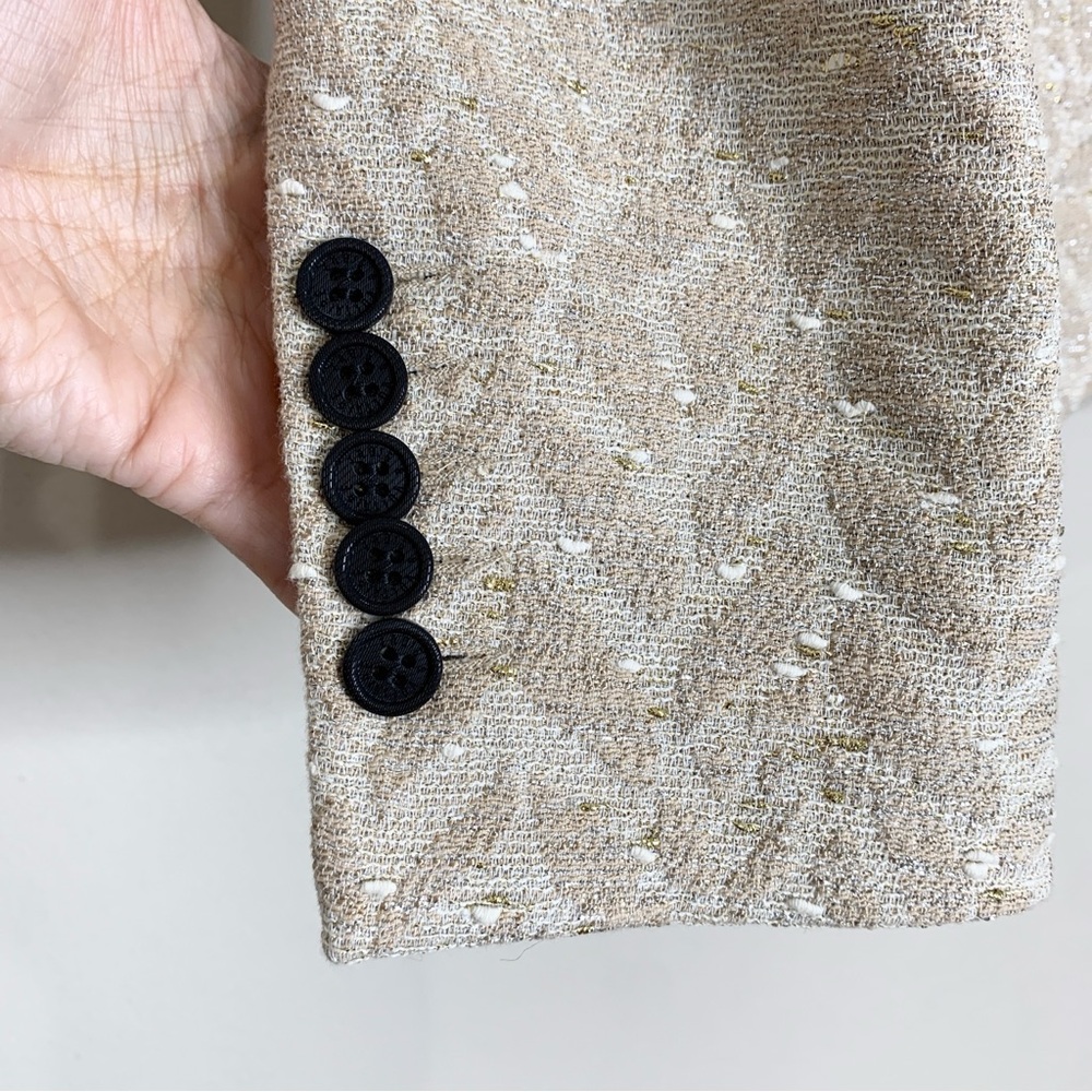 Zadig & Voltaire Victana Deluxe Blazer (Sz FR 36) Leather Trim Metallic Jacquard - Picture 10 of 16